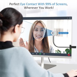 Eye Contact Webcam for desktop computer with Microphone & Stand, Center Cam USB Camera for Desktop & Laptop with 95° FOV, Compatible with macOS & Windows