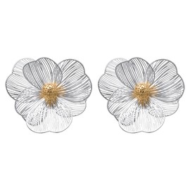 Vogem Flower Earrings for Women Pearl Flower Stud Earrings Butterfly Wings Earrings 18k Gold Plated Earrings White Gold Plated Stud Earrings Jewellery for Women, Gold-plated