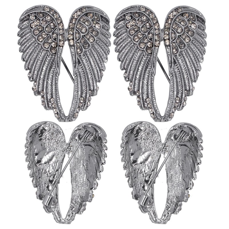 4Pcs Brooch Pin Diamond Angel Wing Pattern Cute Fashion Lapel