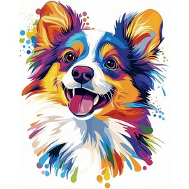 Natuyalo Paint by Number Kits for Adults, Colorful Dog Acrylic Easy Paint by Numbers for Adults Beginner, Animal DIY Painting by Numbers for Gift Home Wall Decor 16" x 20"