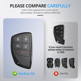2Pack For Chevy Key Fob Cover With Keychain. TPU Soft Shell Full Protection.Compatible with 2021-2025 Silverado Sierra Tahoe GMC Yukon Suburban Denali(Black Gold, 5-Buttons)
