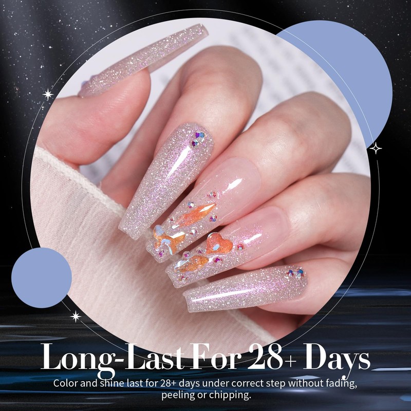 BORN PRETTY Gel Nails, Glitter Flash Nails, Gel Nail Glitter,