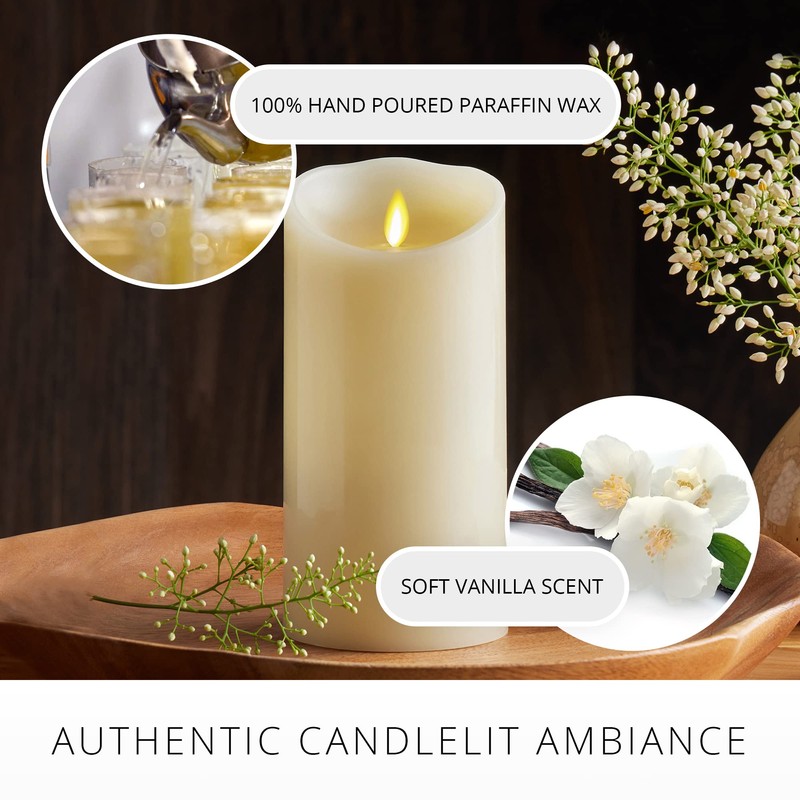 Luminara Flameless LED Candle, Moving Flame Pillar, Remote Ready, Timer,