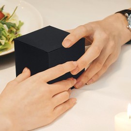 Pack of 15 Gift Boxes Kraft Paper Black, 10 x 10 x 10 cm Cardboard Boxes, Cardboard Boxes with Lid, Gift Box Square for Gifts, Party, Birthday, Wedding