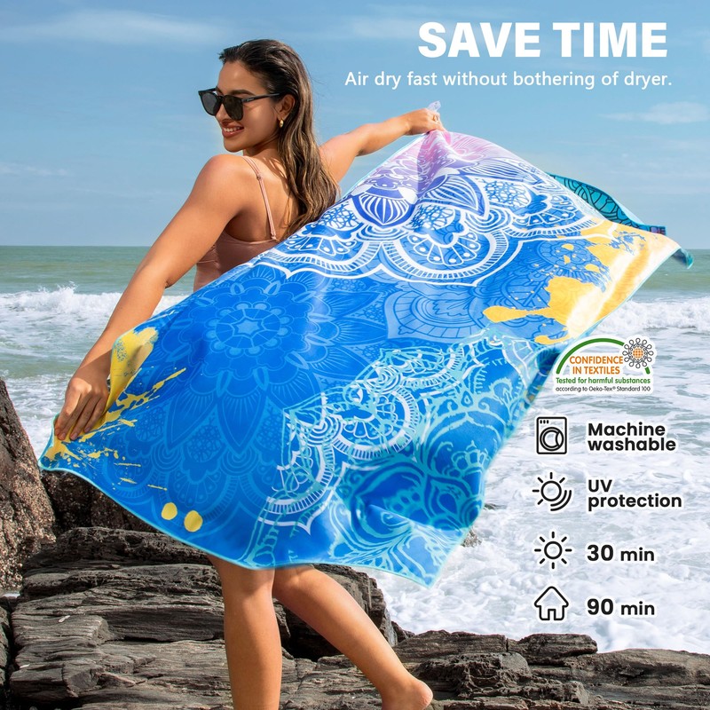 Winthome Beach Towel, Extra Large Microfibre Beach Towel for Adult,