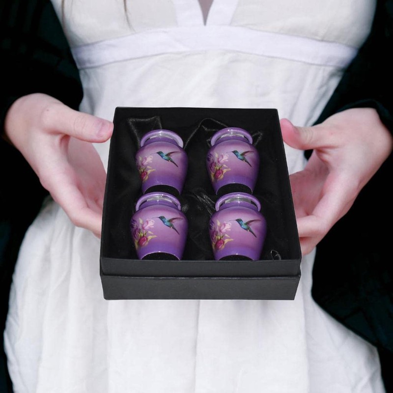 BOLD & DIVINE Small Purple Hummingbird Keepsake Urns | For