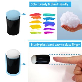 Daily Treasures 64-Pieces Finger Sponge Daubers (24Pcs Finger Painting Sponge +40Pcs Sponge for Replacing), Arts and Craft Painting Projects Daubers for Stamping, Drawing, Ink, Card Making