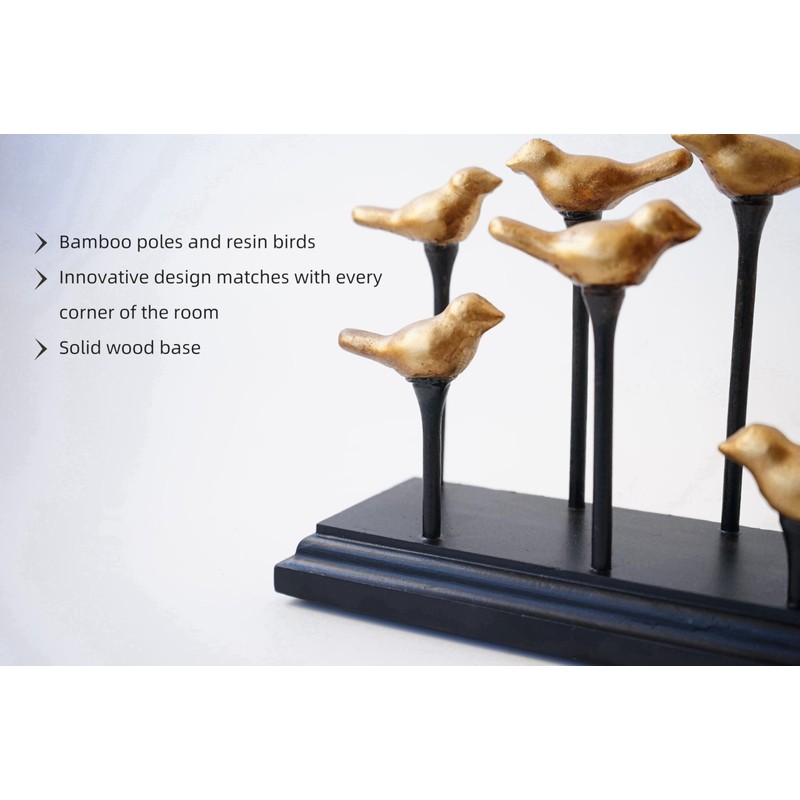 Wooden Base Golden Birds on Branch Vertical Decorative Napkin Holder