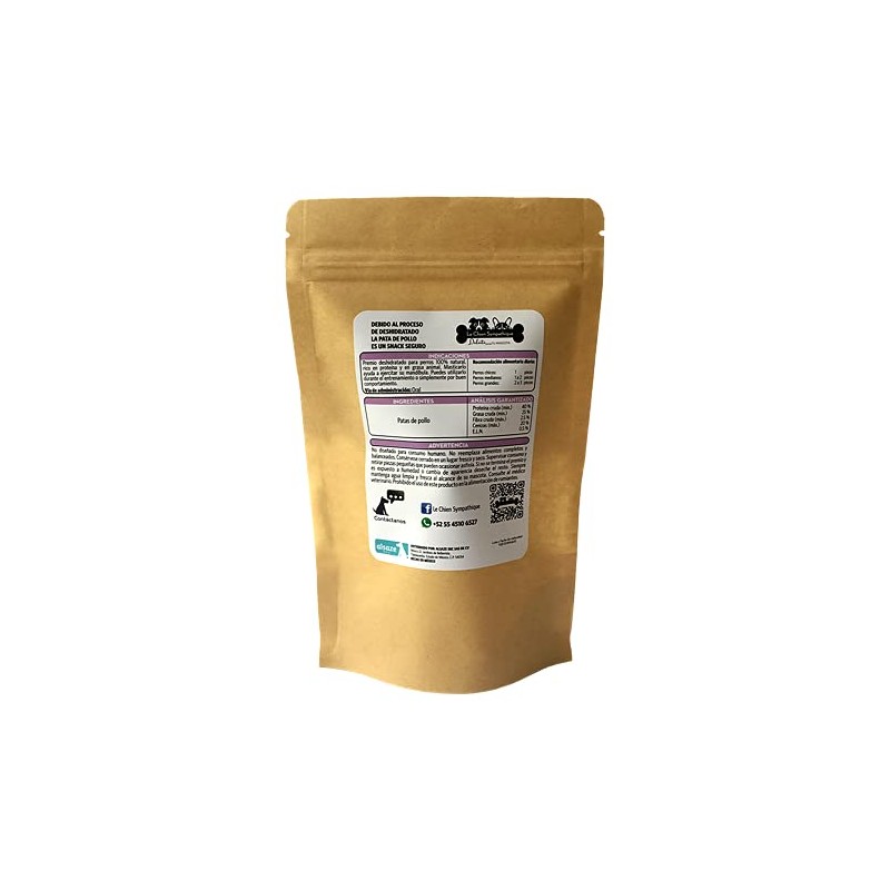 Premio Natural para Perro Patas de Pollo Deshidratadas 20 pz