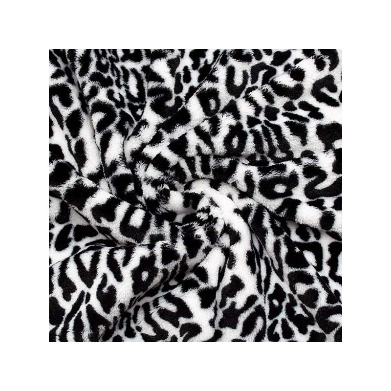 STOFFKONTOR Wellness Fleece Snow Leopard Fabric Sold by the Metre,