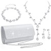 Ditard 4 Pieces Rhinestone Jewelry SetClutch Purse Prom Jewelry Sets