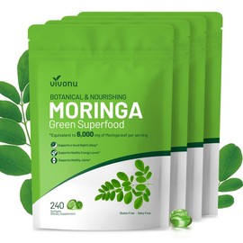 VivoNu Moringa Softgels | Energy, Immunity & Joint Support | Rich in Essential Fatty Acids & Antioxidants | 240 Vegan Capsules | 2/Day:_Pack of 4