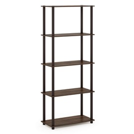 Furinno Turn-N-Tube 5-Tier Multipurpose Shelf Display Rack, Classic, Walnut/Brown