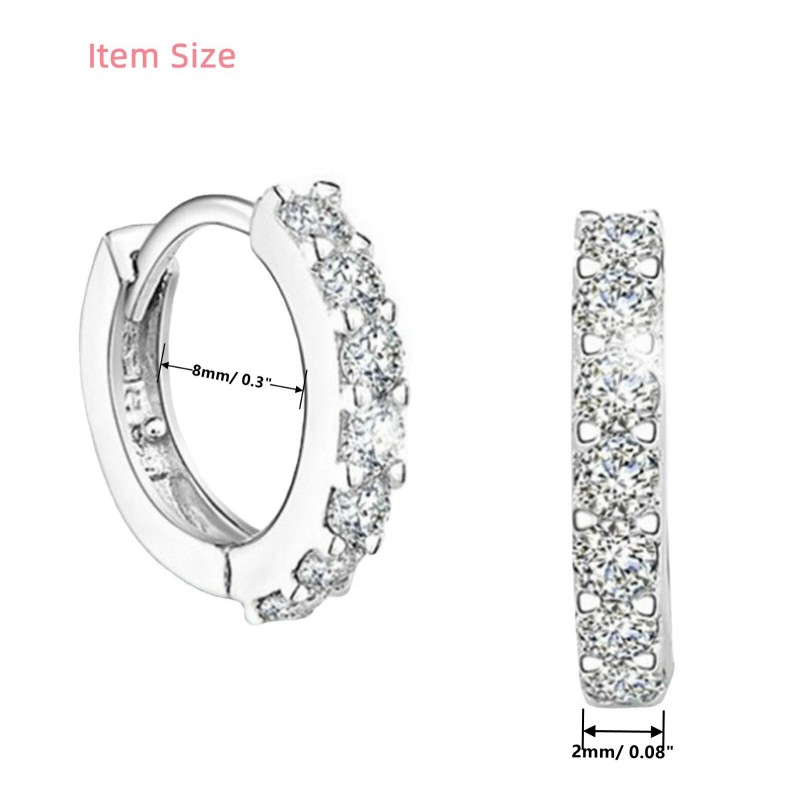 Small Hoop Earring Silver Plated Cubic Huggie Earrings For Women