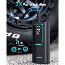 Tire Inflator Portable Air Compressor, 150 PSI Mini Car Air Pump with 6000mAh Battery,12V DC, Pressure Gauge, Cordless Tire Inflator Rechargeable with Display & LED for Car, Motocycle, Bikes, Balls