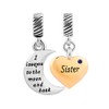 CharmSStory Sister Heart Blue Simulated Birthstone I Love You to