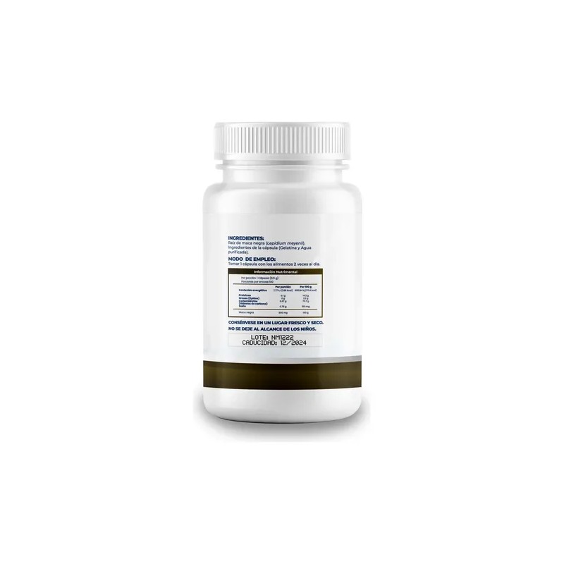 Maca Negra 500mg - 100 Cápsulas Por Frasco Sin Sabor