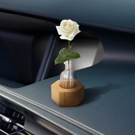 Wogomz Car Vase Vent Clip, Wooden Car Air Vent Flower Vase Clip, Automotive Mini Plant Holder Terrarium Decoration, Vehicle Air Vents Ornament, Interior Decor Cars Accessories (No Flower Included)