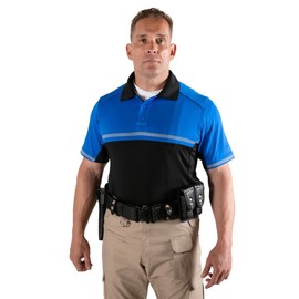 RYNO GEAR 100% Polyester Jersey Knit Two Tone Bike Patrol Polo Shirts (Royal Blue/Black) Large