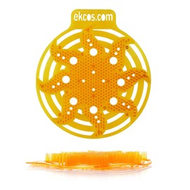 Diversey Ekcos PWR-4O-10 Powerscreen Anti-Splash Urinal Screen, 30 Day Protection for Cleaner Bathroom Floors & Odor Deodorizer, Tropical Scent, Orange (2 Packs of 5) 10-Screens