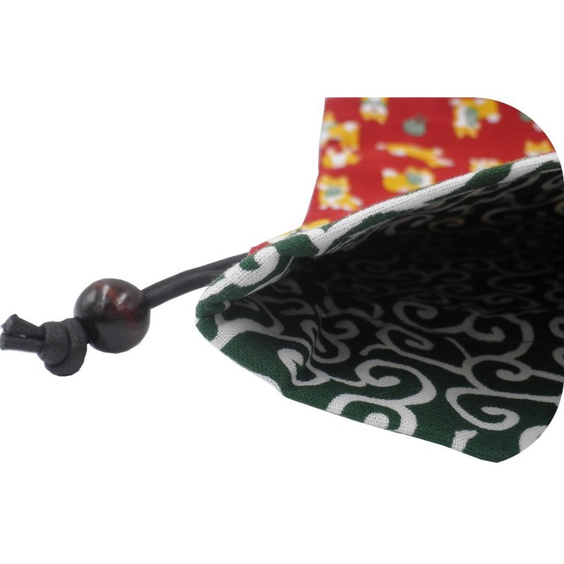 Drawstring Bag, Lined, Japanese Pattern, Shiba Inu Pattern x Arabesque,