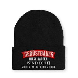 tshirtladen Hat – Scaffolding – Beanie One Size – Winter Hat Soft Touch – Embroidered Slogan Hat, black, Unit size