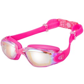 Swimming Goggles, Swimming Goggles with Nose Protection, Swimming Goggles Anti-Fog UV Protection, Ear Plugs & Nose Clips Included & Glasses Box for Triathlon Swimming Goggles Other Summer Sports