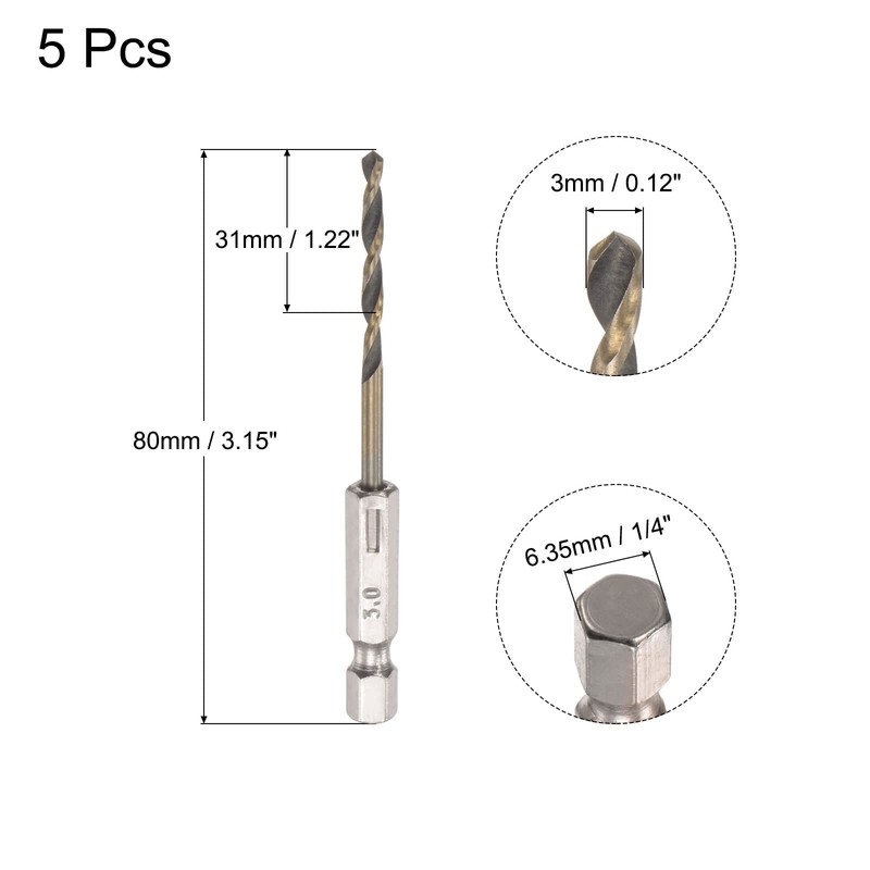 sourcing map High-Speed Steel Spiral Drill Bit 3 mm Diameter