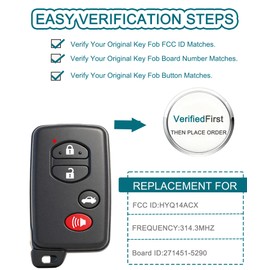 Smart Key Fob for Toyota 86, FengRKey Remote Control Key Fob Compatible with Toyota 86 2017-2019 HYQ14ACX 271451-5290 SU003-07424