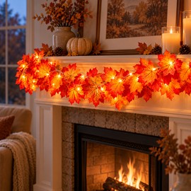 LED Maple Leaf String Lights – Autumn Leaf Garland Decoration with USB & Battery Power Options for Halloween & Fall Decor