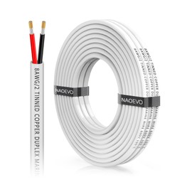 NAOEVO 8 Gauge Marine Wire Duplex, 8 AWG Stranded PVC Marine Electrical Wire, Waterproof/Corrosion Resistant/Tinned Copper Electrical Cable for Boat/Automotive/RV/Solar (15FT)