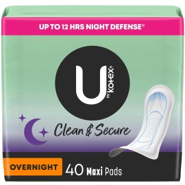 Unbranded U by Kotex 40 Count Clean & Secure Overnight Maxi Pads,NEW