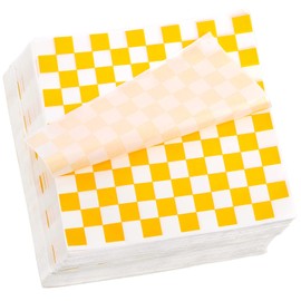 Fasmov 1000 Sheets 12 x 12 inches Sandwich Paper Deli Basket Liner Wrap Food Basket Liners Wrapping Checkered Sheets, Yellow & White
