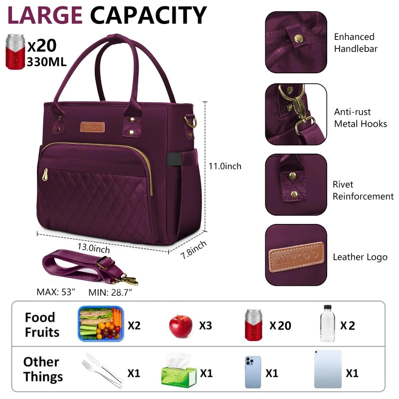 MIYCOO Lunch Bag Lunch Box Women - Leakproof Insulated Lunch