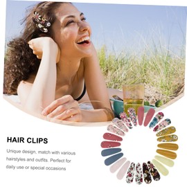 Healvian 24pcs Flower Embroidered Fabric Hair Clips Water Drop Shape Hair Barrettes for Girls Decorative for Kids