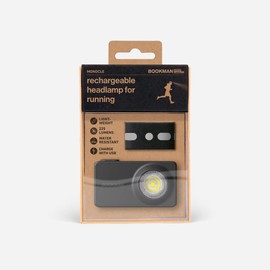 Bookman Urban Visibility Monocle Rechargeable Headlamp for Running - Lightweight, Stylish, and High-Performing - 225 Lumens with Stepless Angle Adjustment and Lock Feature