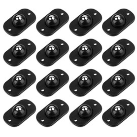 16 Pcs Self Adhesive Mini Caster Wheels 360° Swivel Mini Appliance Rollers Smooth Rotation Appliance Ball Sliders Universal Wheel Transfers for Storage Box Small Furniture Kitchen Appliances (Black)