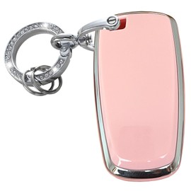 Rilnaewn Keyless Entry Systems for Ford Key Fob Cover Fit for Ford Explorer Fusion Escape Edge Expedition F150 F250 F350 F450 F550 Maverick Mustang Smart Key (Pink-Silver, 3-Button)