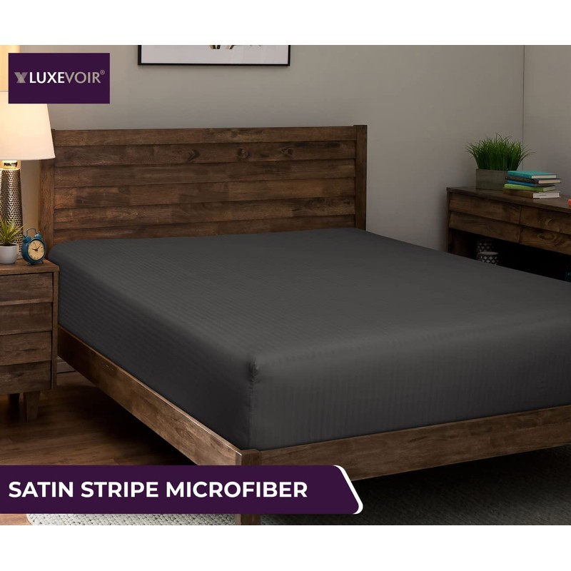 Luxevoir® Single Fitted Sheet - Ultrasoft Satin Stripe Microfiber -