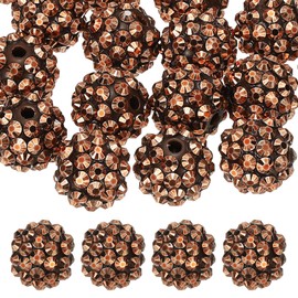 PATIKIL 14mm Resin Rhinestone Beads for Beadable Pen, 20 Pack Ball Disco Sparkly Chunk Round Focal Bubblegum Beads for Jewelry Making Craft Necklace Chain Bracelets DIY, Brown