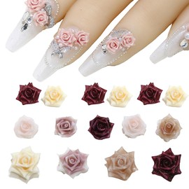 Rosen-Nagel-Dekoration, für DIY-Nagelkunst, sechs Farben, Harz, 5.5mm/8mm, nail charms
