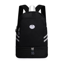 HUA ANGEL Women's Large Capacity Foldable Weekend Sports Backpack with Shoe Compartment and Wet Compartment for Travel Swimming Training Beach Yoga Nylon Lightweight Waterproof Outdoor, black,
