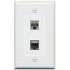 RiteAV 1 Port CAT6 1 CAT7 Jack Coupler Female-Female Decorative Wall Plate [Gray]