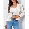 Saodimallsu Womens Puff Long Sleeve Sweaters V Neck Cropped Bow