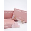 [Natural Rose Quartz] Gloist Rose Quartz Gua Sha & Roller Set / [천연 장미석]글로이스트 장미석 괄사&롤러 세트