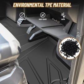 SAUTVS TPE Front Row Floor Mats Floor Liners for Polaris Ranger 400 570 800 Mid-Size 2015-2020 Accessories, All Weather Protection Slush Mats