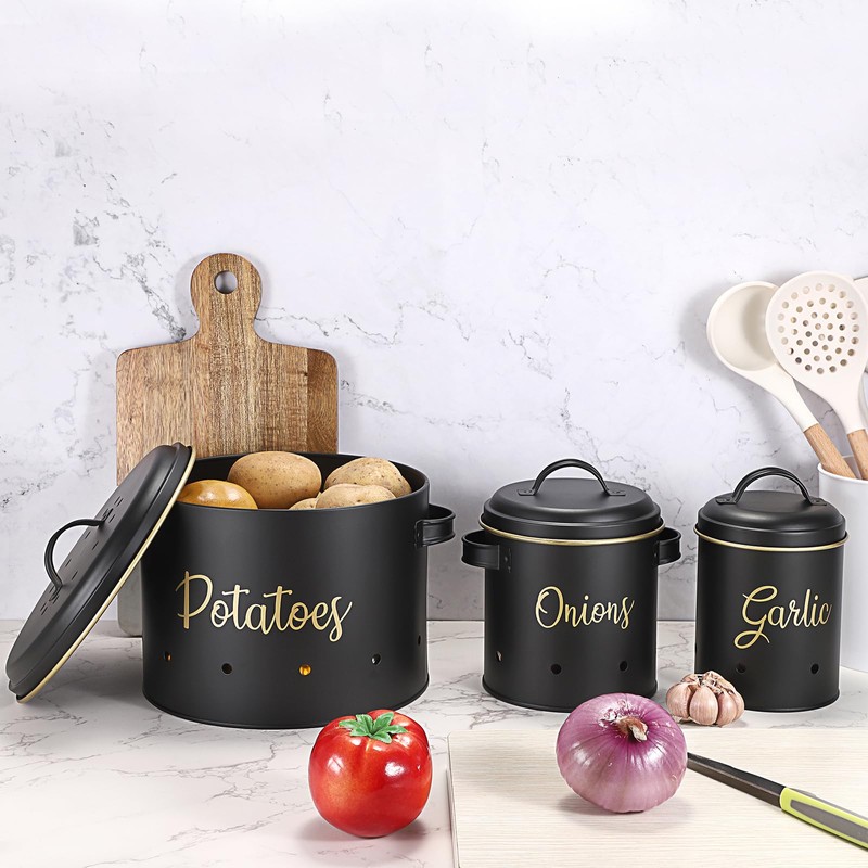 OwnMy Set of 3 Potato Onion Garlic Storage Bins Vegetable