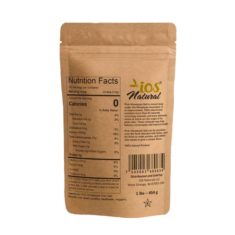 IOS Natural Variety Sea Salt with Grinder (Himalayan Pink Fine