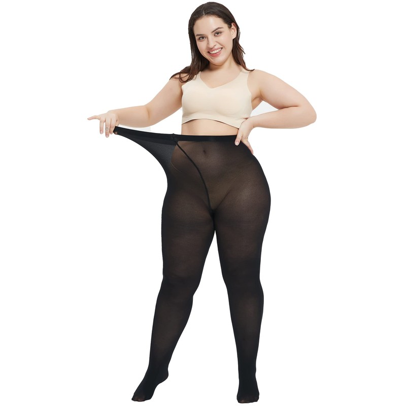 HeyUU Plus Size Tights for Women Semi Opaque Queen Size