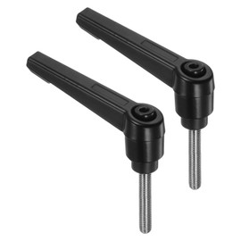 uxcell 2pcs Clamping Lever Handles, M5 x 30mm 304 Stainless Steel Threaded Male Stud, Adjustable Handles Locking Quick Release Ratchet Push Button Bolt Knobs, Black